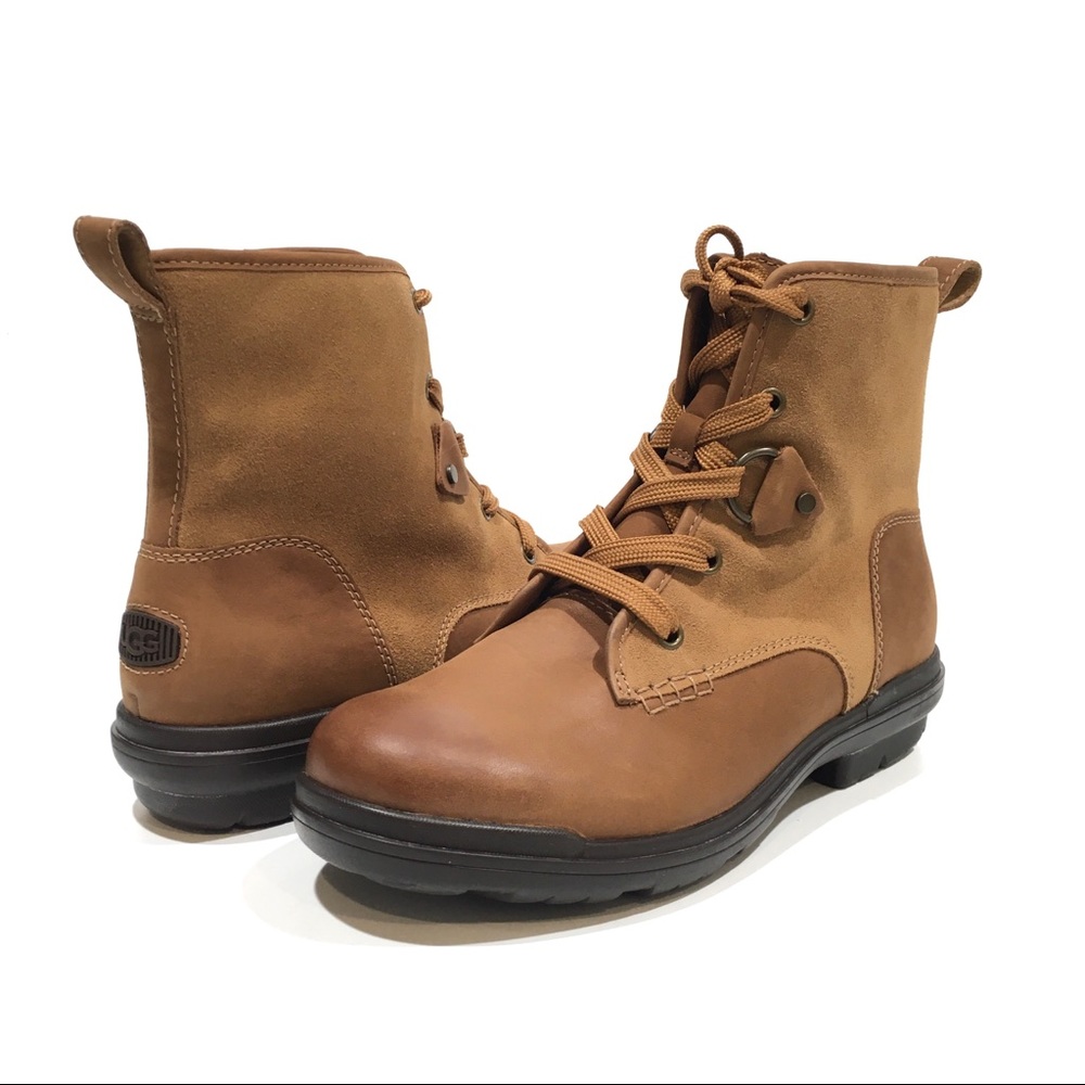 UGG Hapsburg Lace Waterproof Lace-Up Boots -Chestnut Leather -Women’s US 9 -NEW